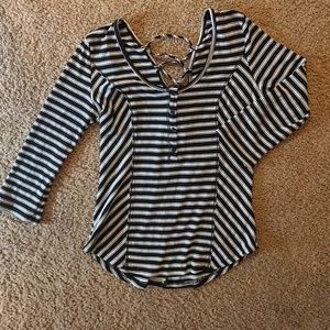 Corset back henley 3/4 sleeve